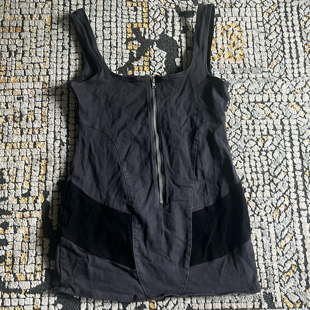 PLT black denim mini dress